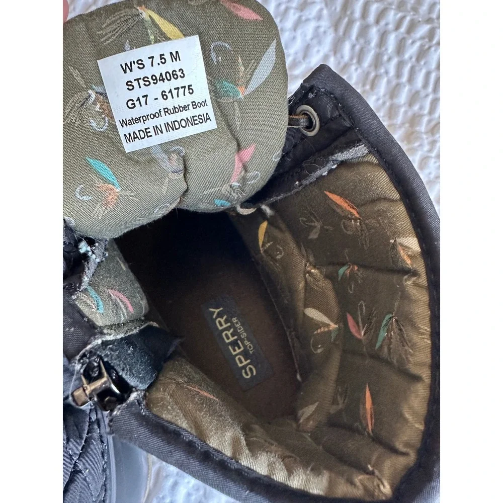 Sperry Saltwater Quilted Duck Boots Black Waterproof STS94063 Womens 7.5 M